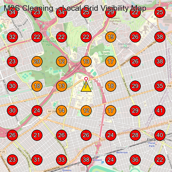 M2S Cleaning GeoGrid visibility map for Swimming Pool Repair Service in Jamaica